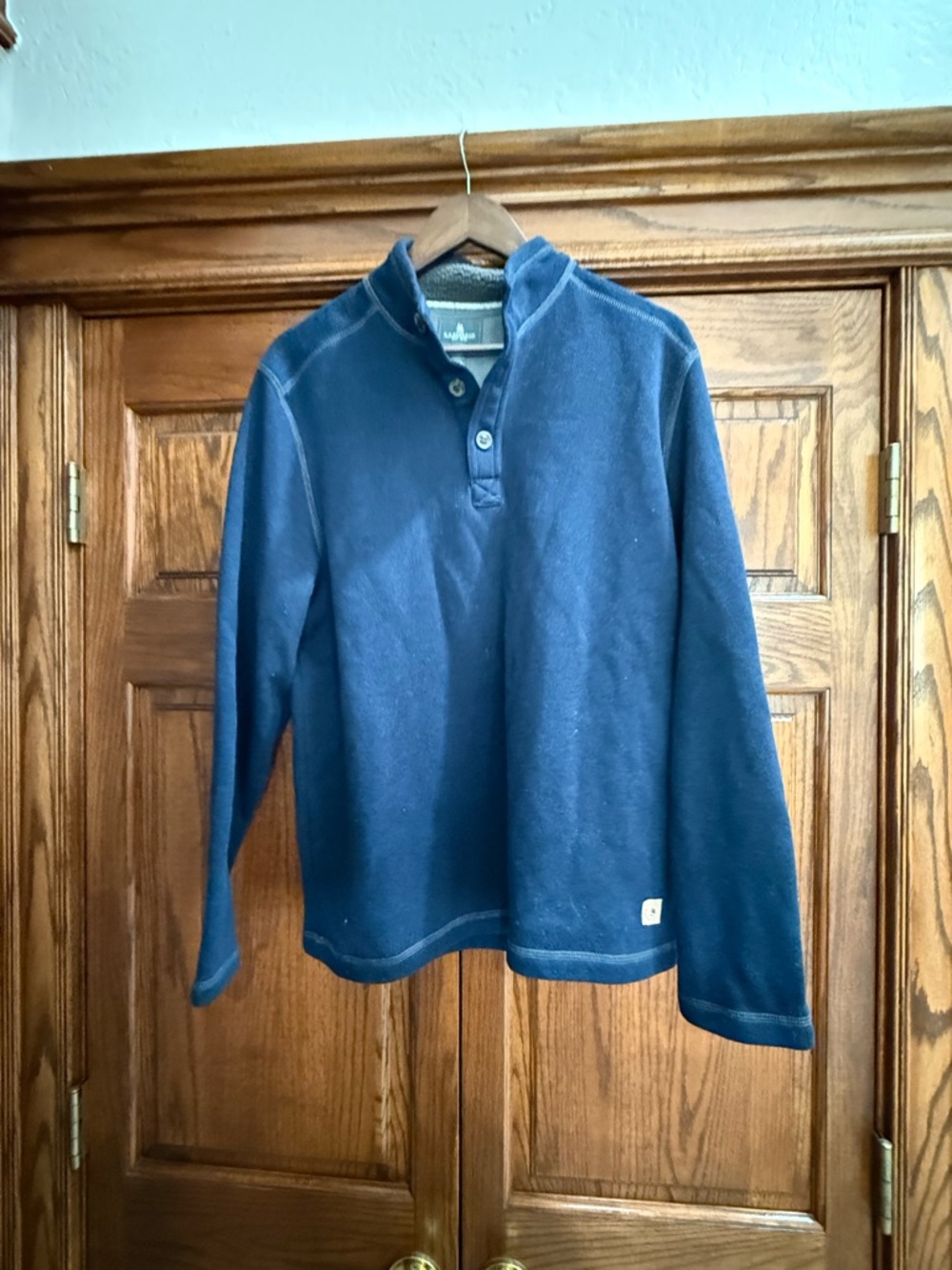 G.H. Bass & Co. Navy Zip-Detail Quarter Button pull over